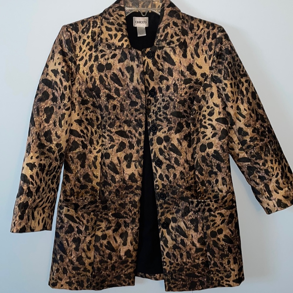 Chico’s Leopard Cheetah Blazer Jacket 6